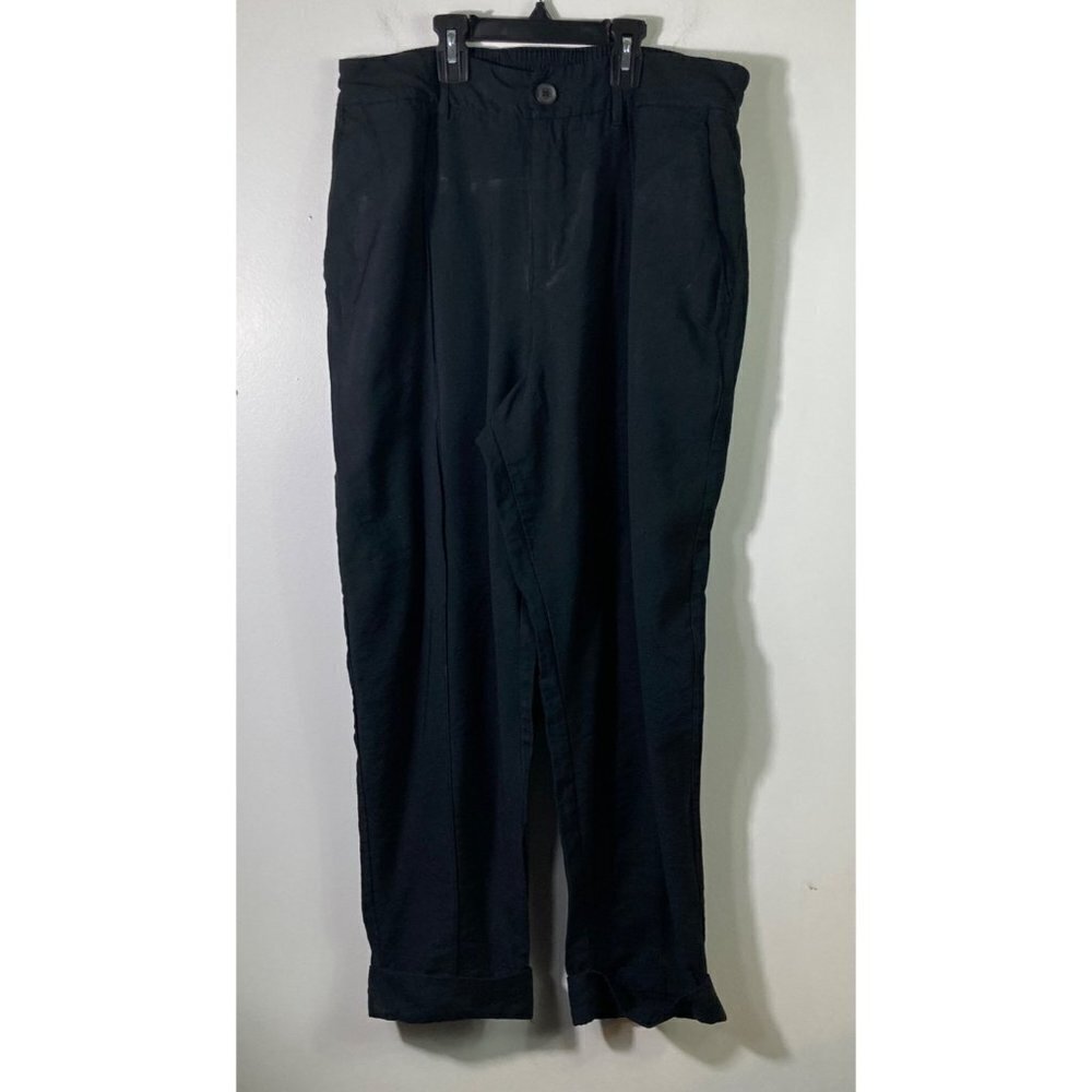 Womens A New Day Zip‎ Front Seam Rolled Hem Trouser Pants Black 14